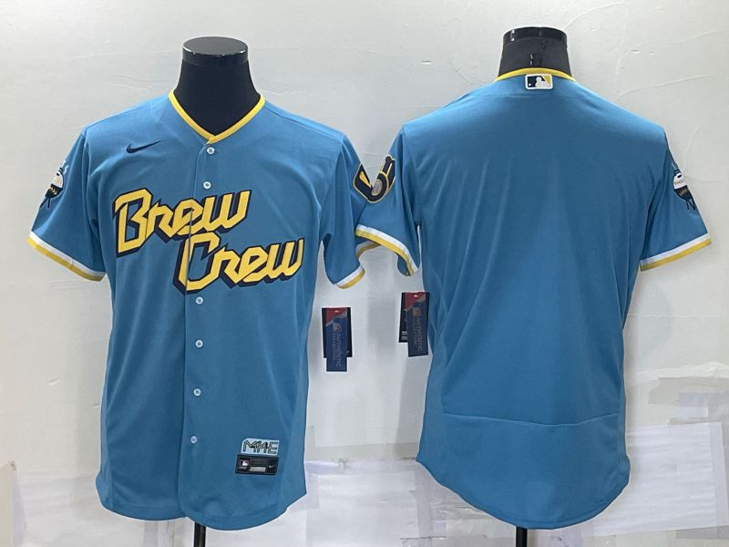 Men Milwaukee Brewers Blank Blue City Edition Elite Nike 2022 MLB Jersey